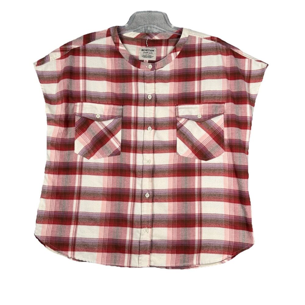 Burton Shirt Womens XL Red Cream Plaid Darcie Button Up Heritage Cabin Campcore